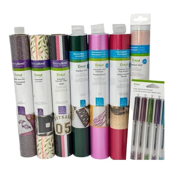 Cricut lot Vinyl HTV Iron On Permanent Glitter Pen Set Pink Green Floral Gift - Picture 8 of 8
